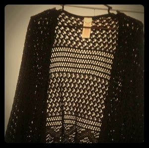 Faded glory fringed black shaw sweater